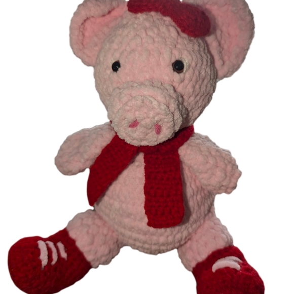 Pinky the pig handmade crochet stuffed animal, amigurimi, soft - Picture 2 of 5